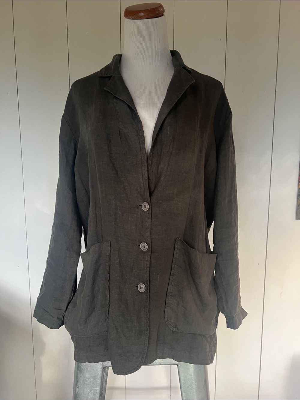 Prairie Underground Gray Relaxed Linen Blazer Jacket